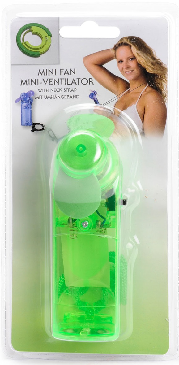 photo de mini ventilateur  main avec cordon - vert