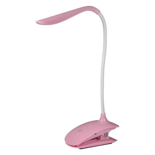 photo de Mini lampe de bureau Pince à LED  rechargeable USB  sans fil  avec 3 modes d'éclairage et col de cygne flexible (rose) 