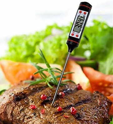 photo de Thermomètre alimentaire numérique générique TP101 avec écran LCD : noir