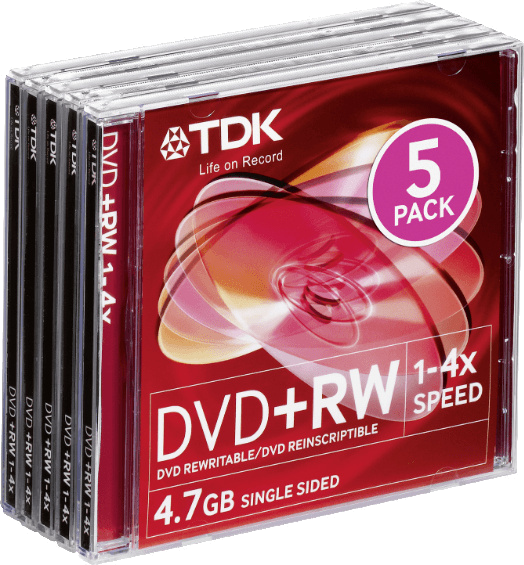 photo de Lot de 5 DVD rinscriptibles TDK 4,7 Go, vitesse 1-x4 