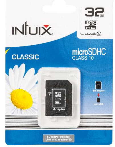 photo de Carte Mmoire Intuix 32GB  MicroSDHC avec SD adapteur Class 10, 32GB